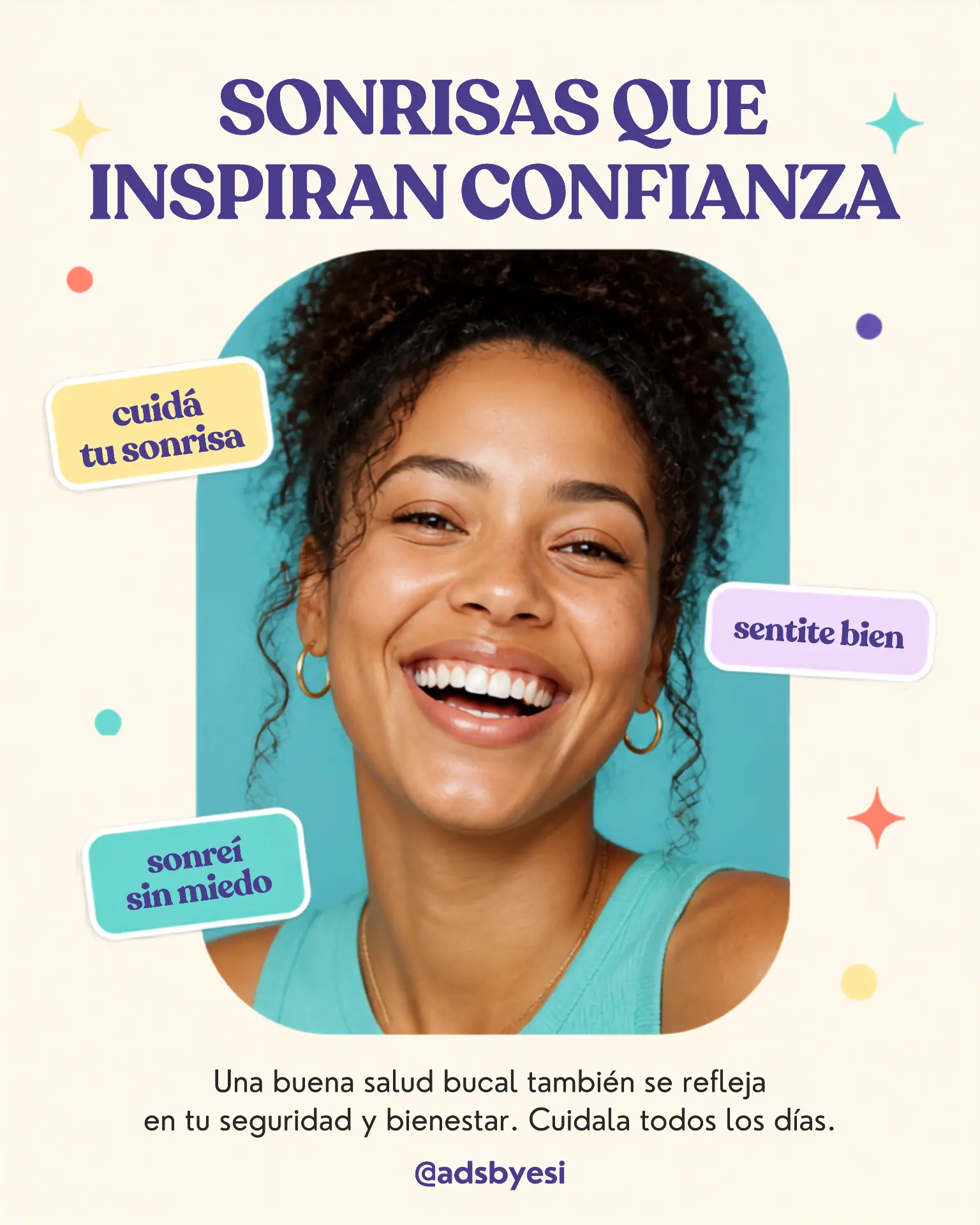 Pieza de feed para clínica odontológica: sonrisas que inspiran confianza